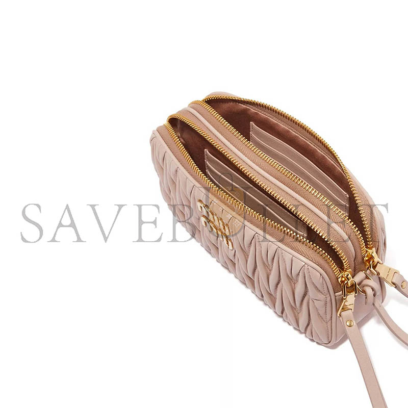 MIU MIU MATELASSE NAPPA LEATHER DOUBLE-LAYER CROSSBODY CAMERA BAG 5BP045 (18*10*5cm)